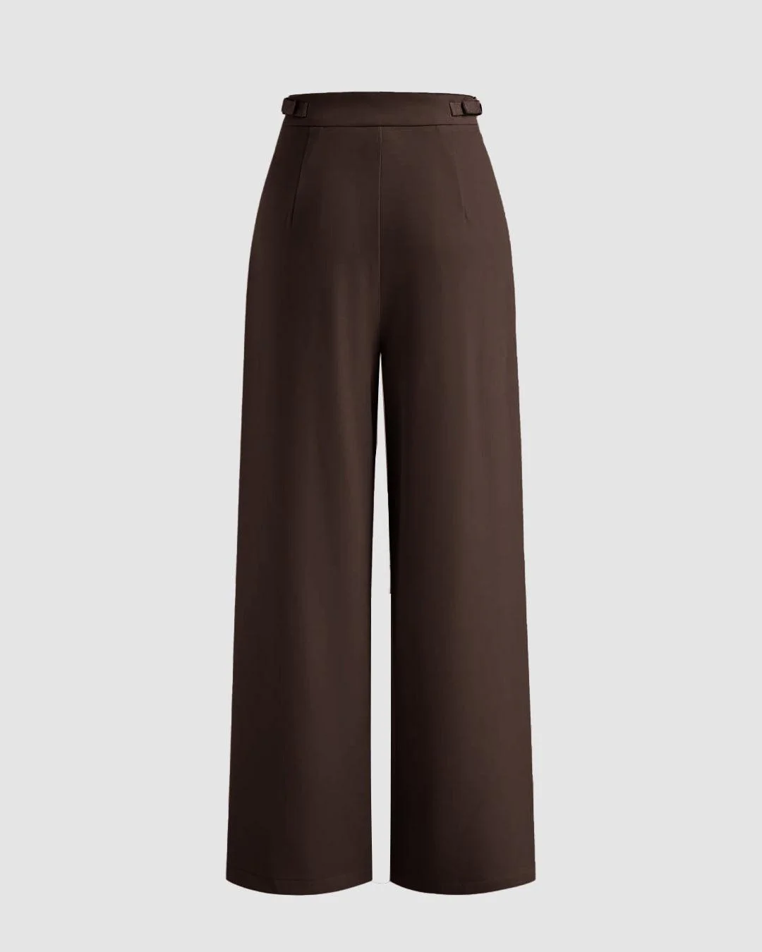 Mid Rise Solid Pleated Belted Straight Leg Trousers In Coco Brown - Image 2