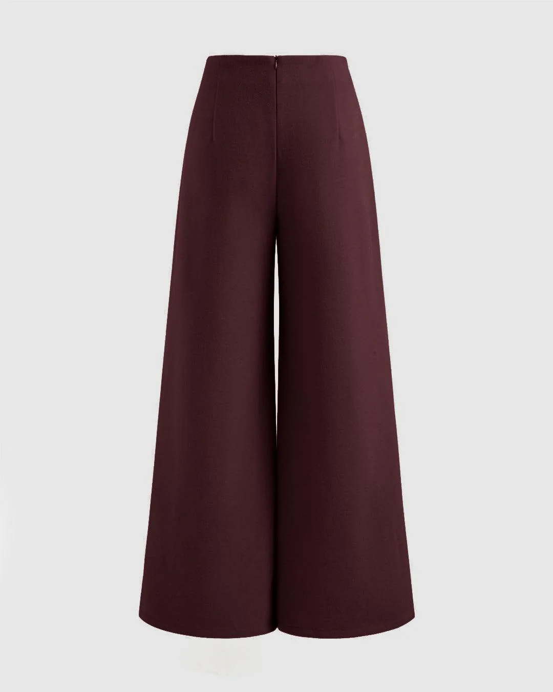 Mid Rise Solid Wide Leg Trousers In Wine - Image 2
