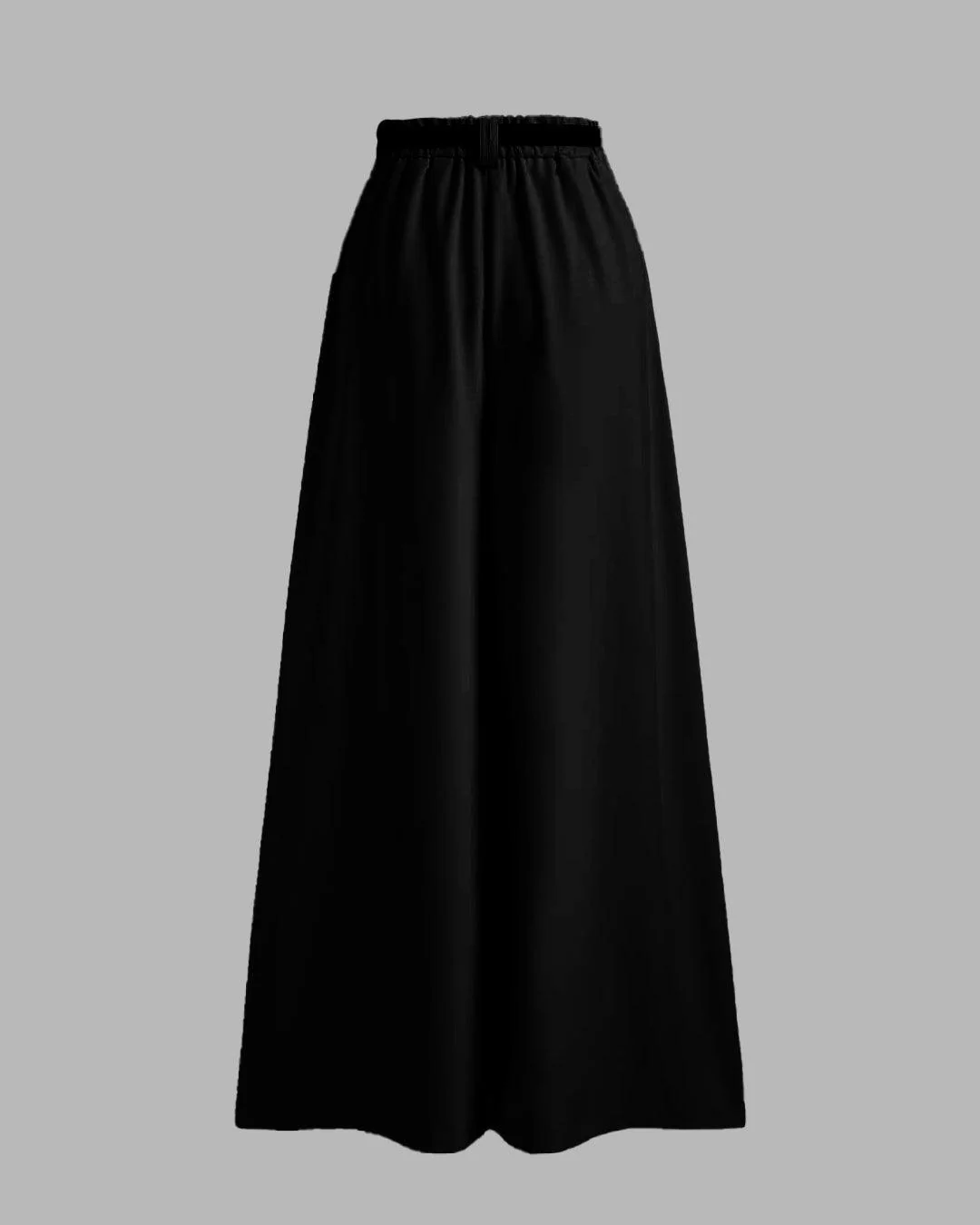 Mid-Rise Woven Black Wide-Leg Pleated Trousers Without Belt - Image 2