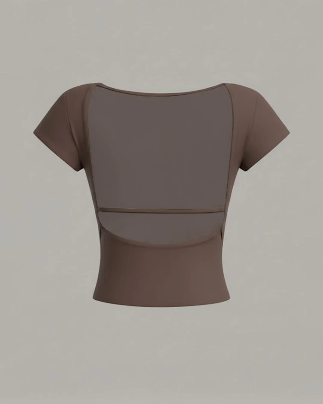Minimalist Backless Short Sleeve Crop Top in Coca - Image 2