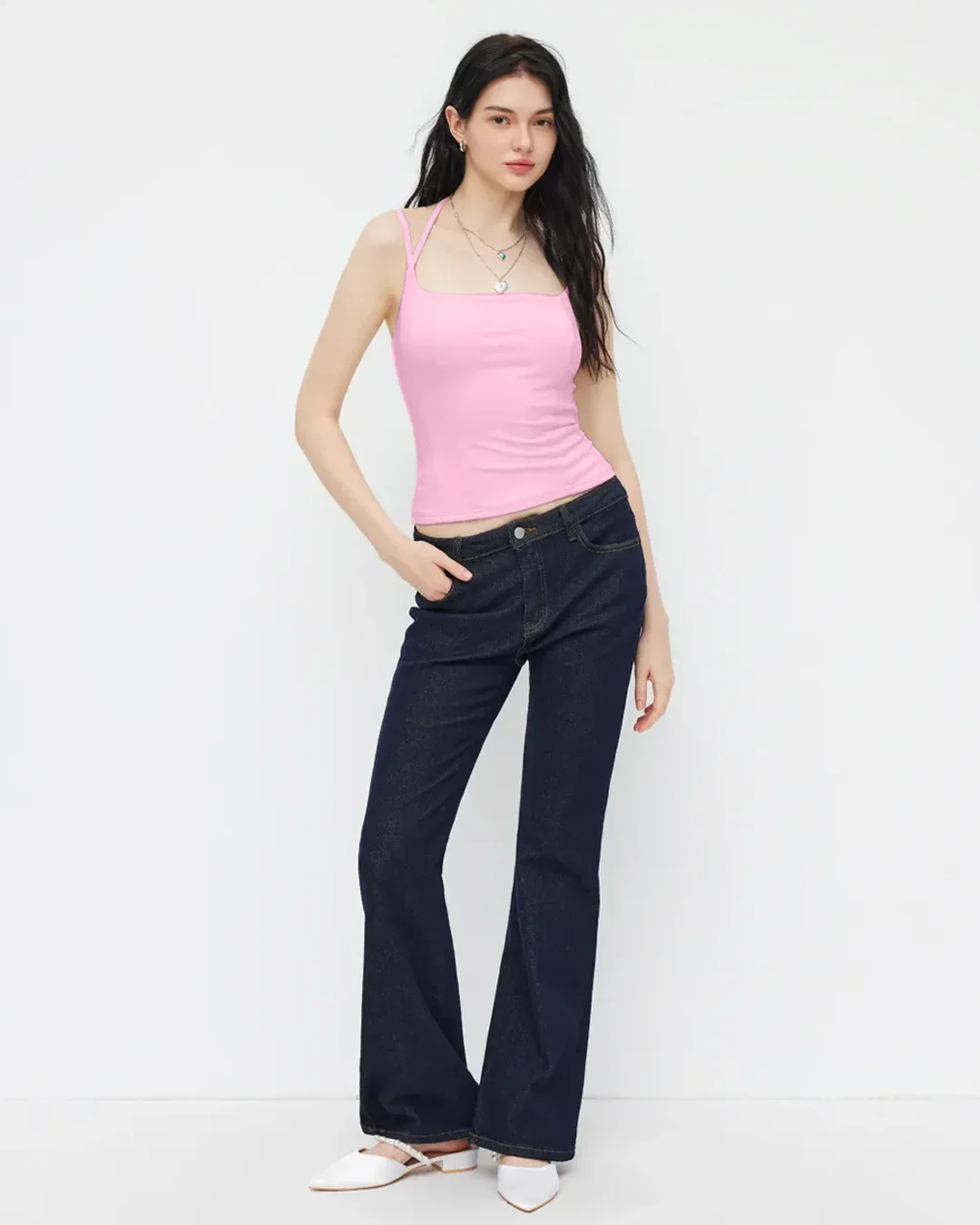 Minimalist Square Neck Cami Top in Prism Pink - Image 4