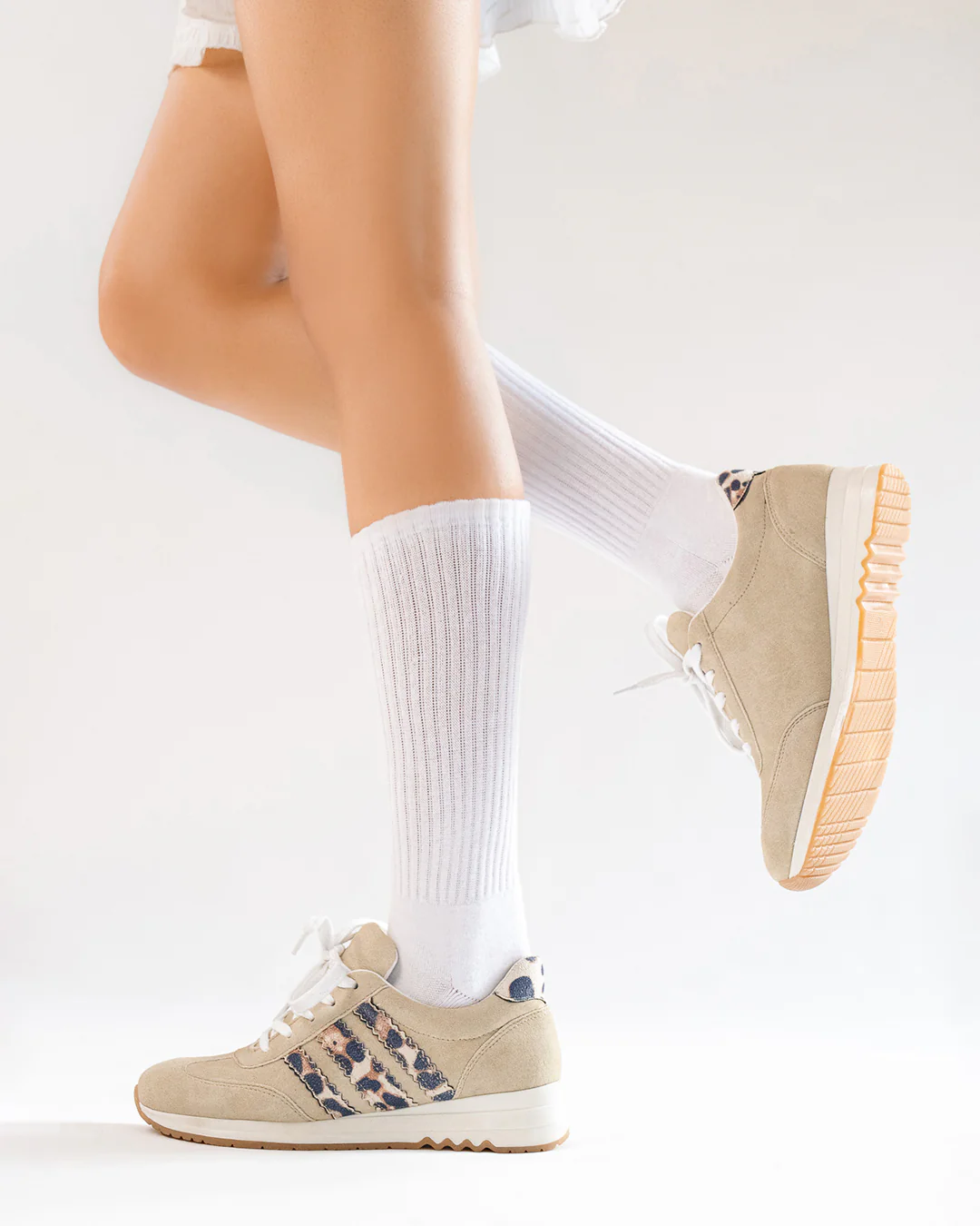 Multi Stripe Casual Trainers in Beige - Image 5
