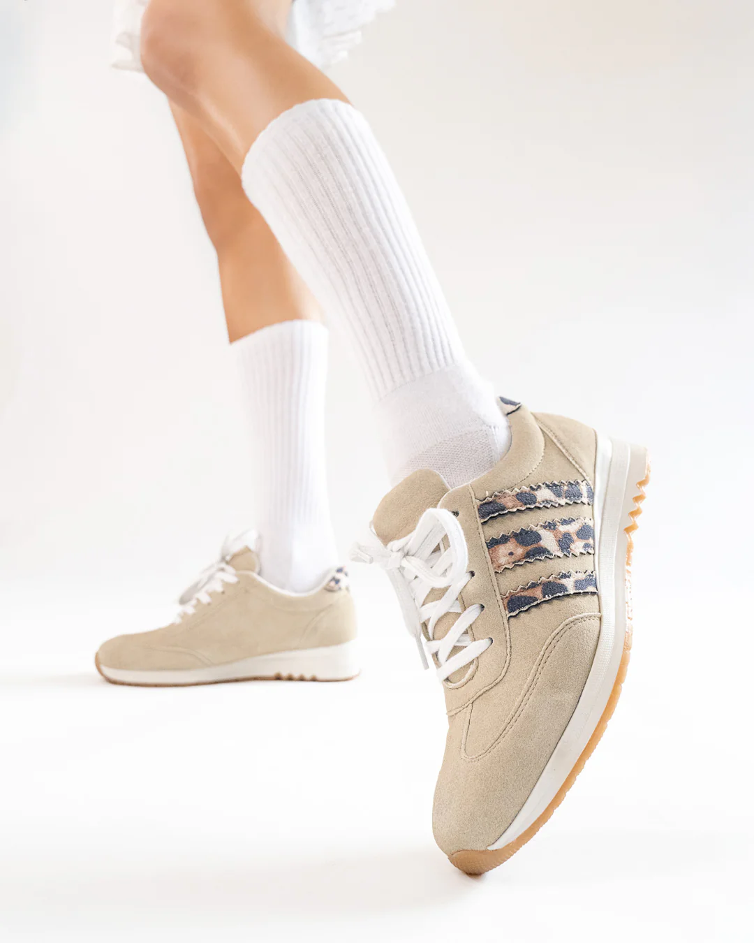 Multi Stripe Casual Trainers in Beige - Image 8