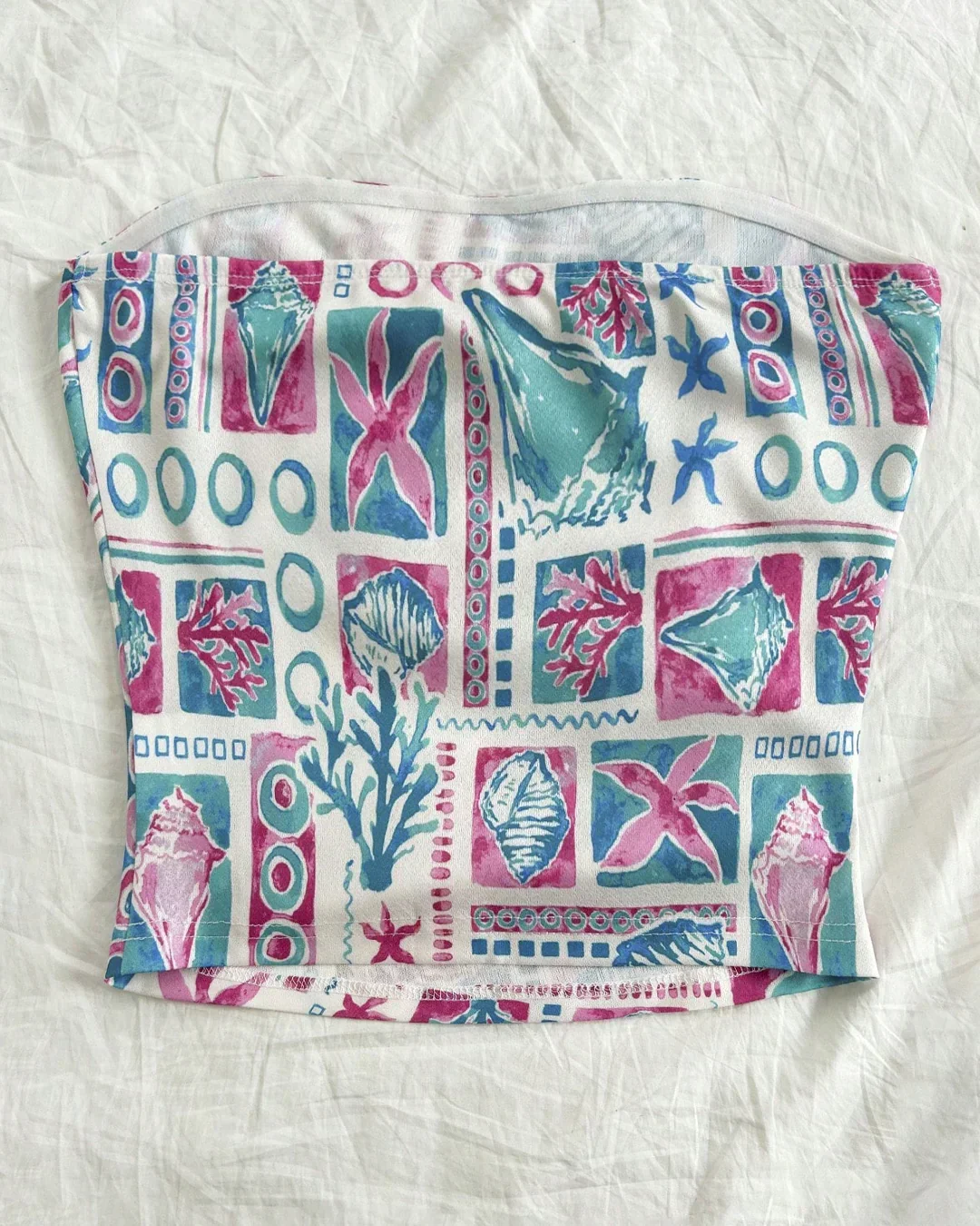 Multicolor Abstract Print Strapless Tube Top - Image 2