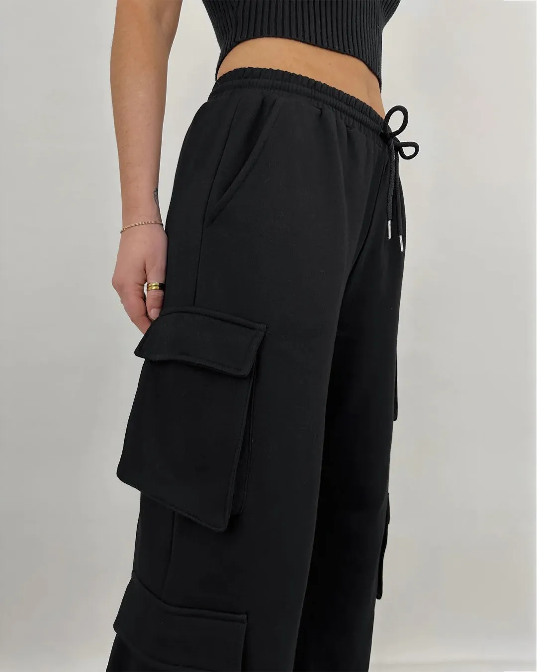 Multipockets Style Drawstring Cargo In Black - Image 6