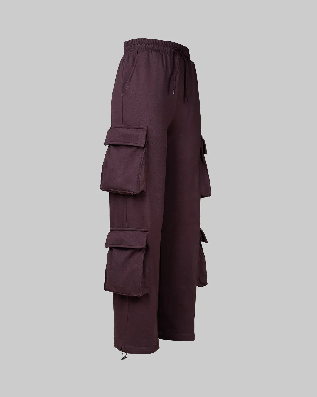 Multipockets Style Drawstring Cargo In Chocolate Brown - Image 4