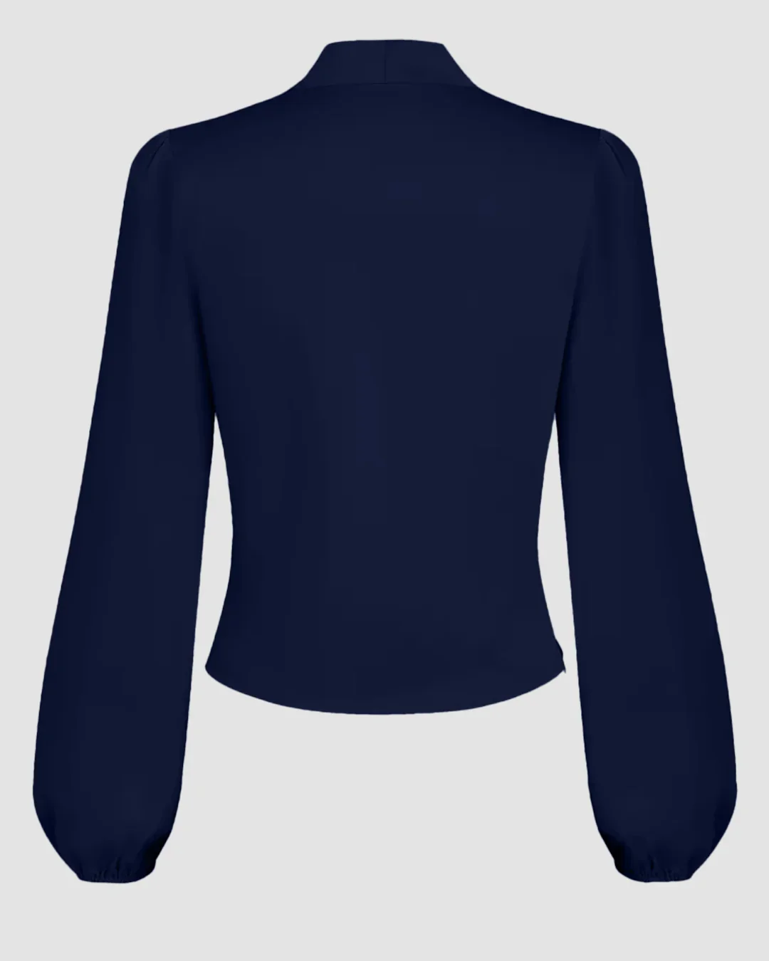 Navy Blue Draped V-Neck Full Sleeve Top - Image 2