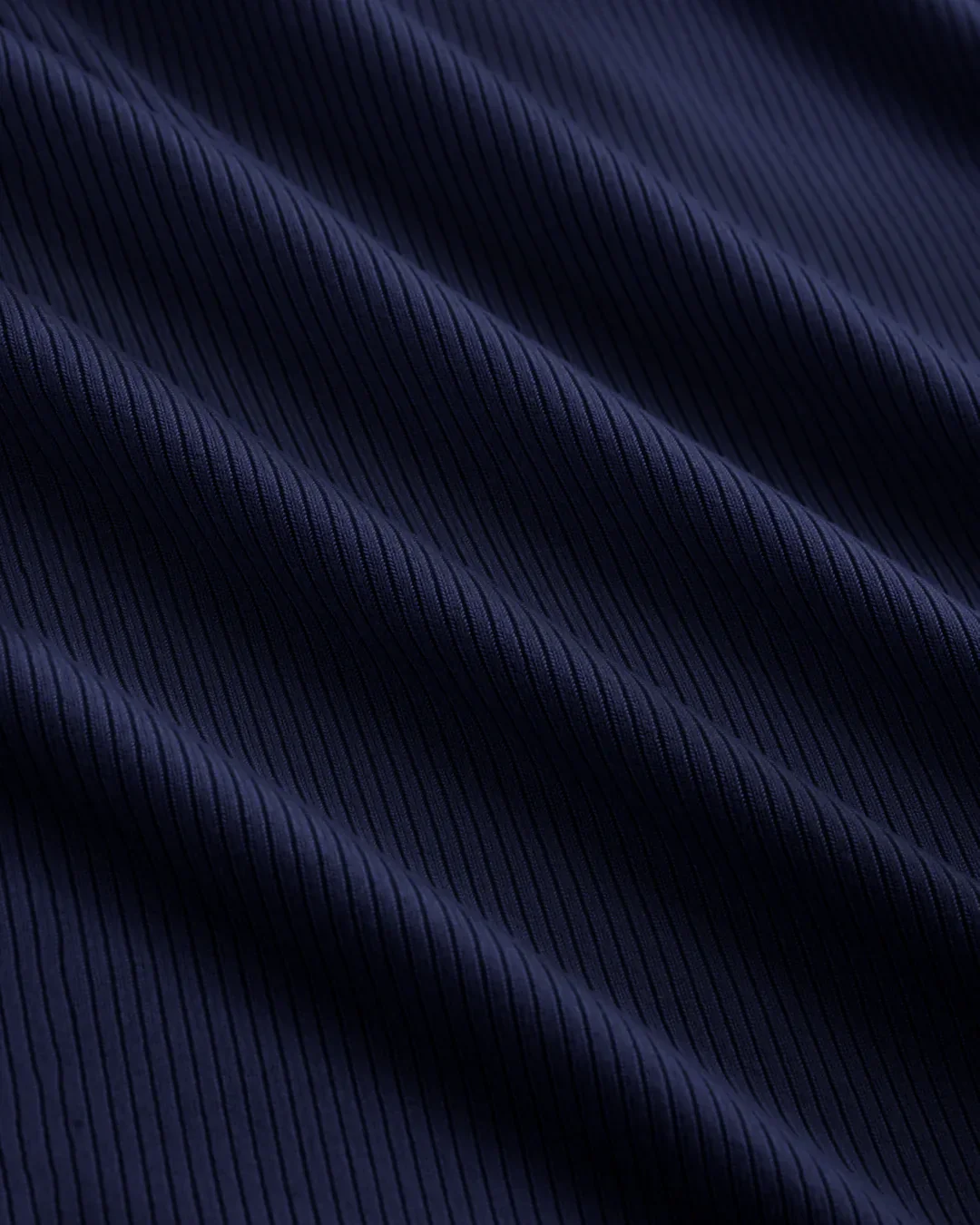 Navy Blue Ribbed Square Neck Lace Trim Top - Image 3