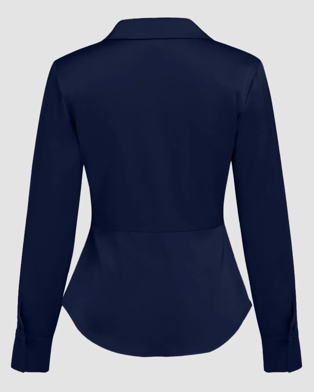 Navy Blue Satin Collared Full Sleeve Shirt - Image 3