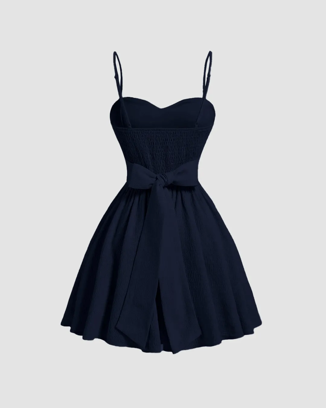 Navy Blue Sleeveless Flared Mini Dress - Image 2