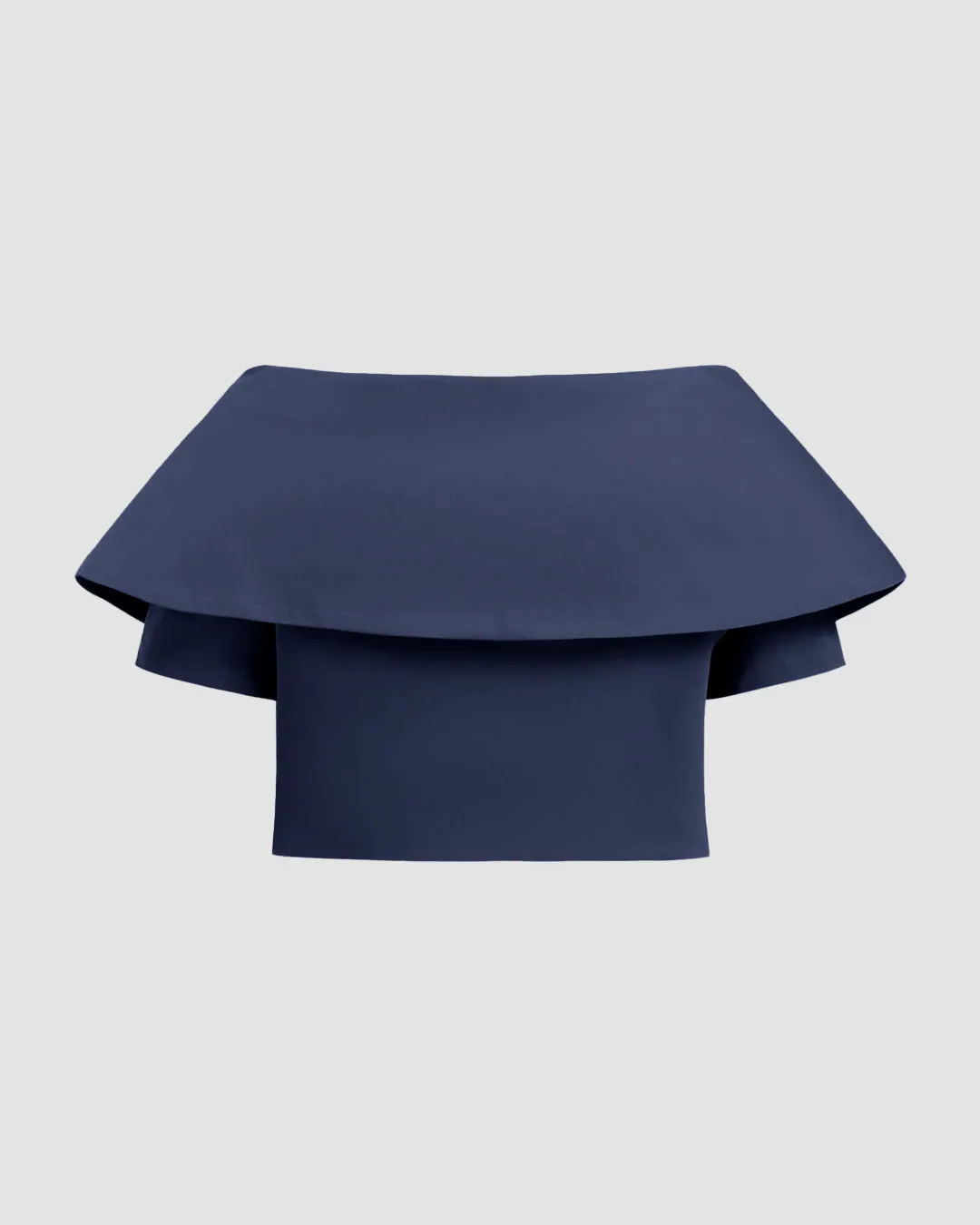 Navy Off-Shoulder Cropped Blazer Top with Button Detail - Image 2