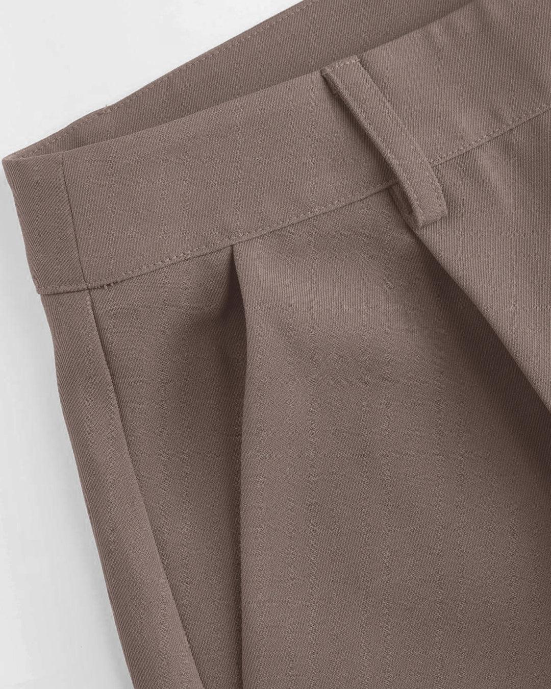 New Nostalgia Pleated Wide Leg Tailored Pants In Cappucino - Image 3