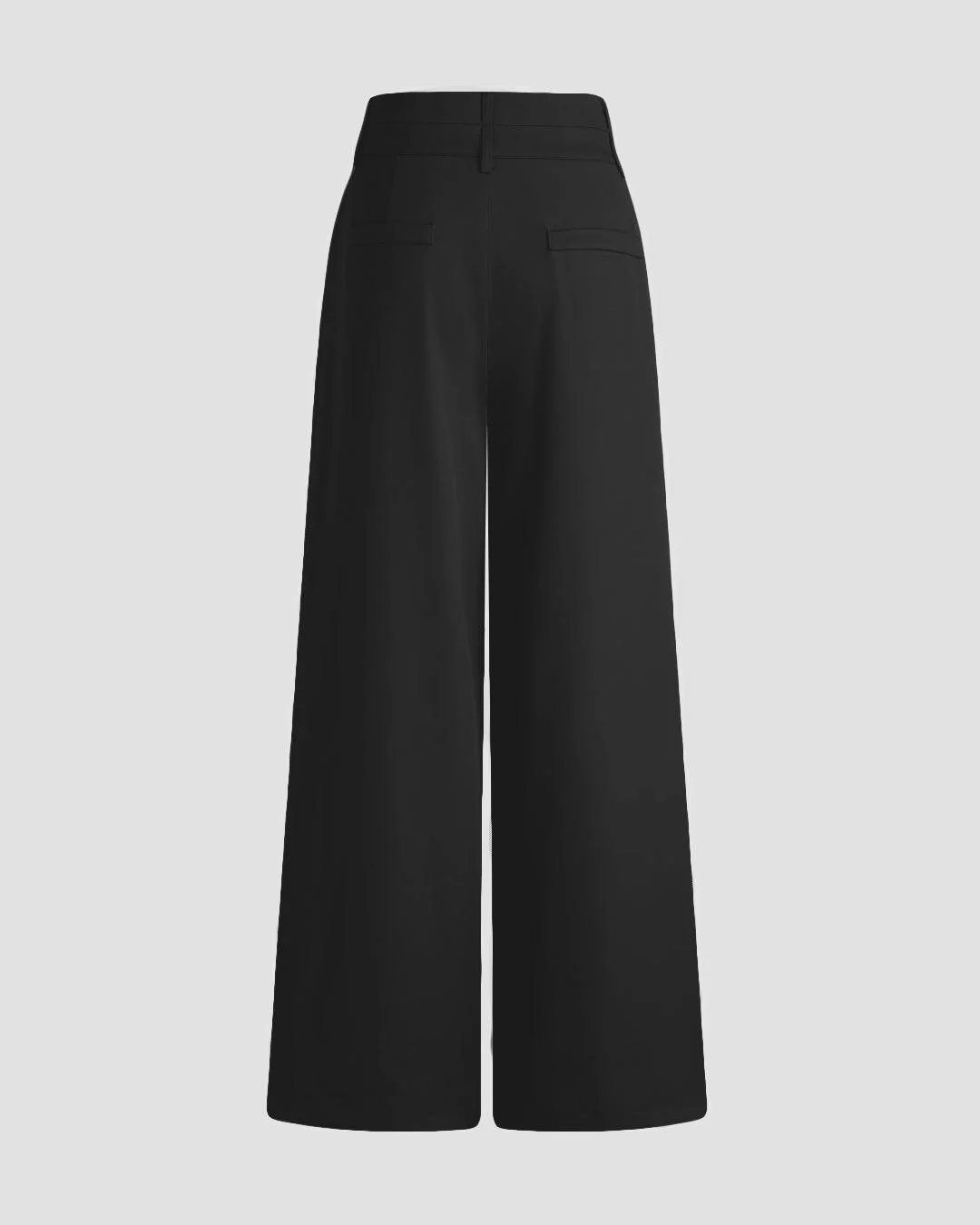 New Nostalgia Solid High Waist Pleated Wide Leg Pants In Black - Image 3