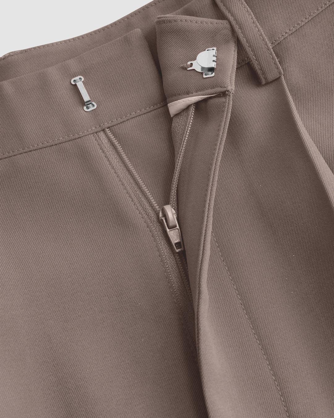 New Nostalgia Solid High Waist Pleated Wide Leg Pants In Cappucino - Image 4