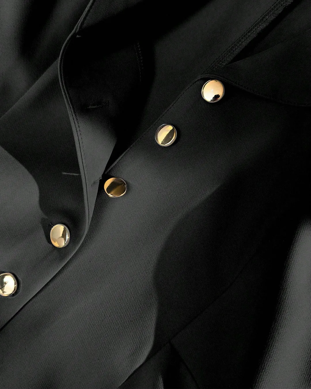 Notch Collar Buttoned Fit & Flare Mini Dress in Black - Image 3