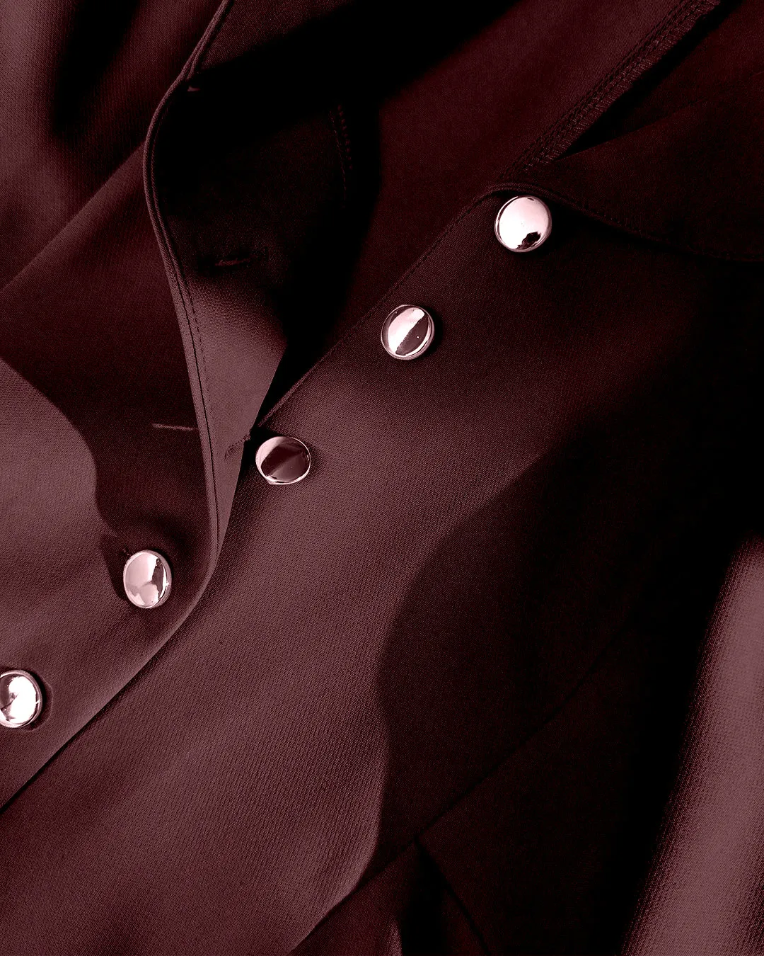 Notch Collar Buttoned Fit & Flare Mini Dress in Chocolate - Image 3