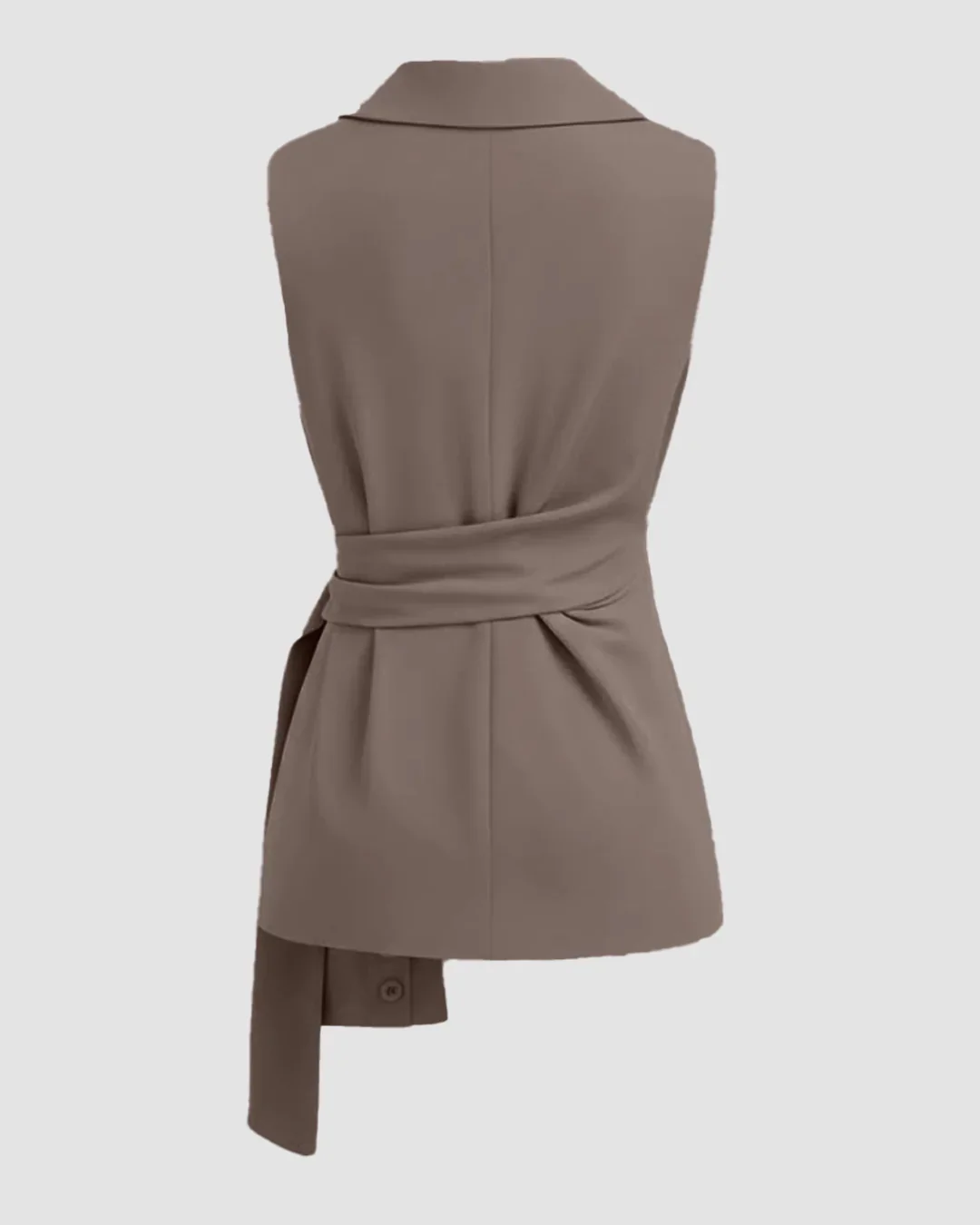Notched Collar Knotted Blazer Vest in Brown - Image 2