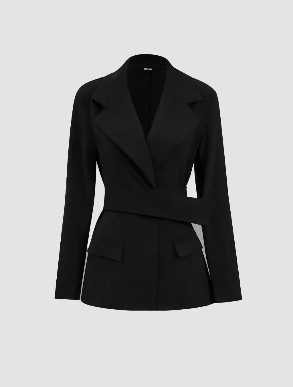 Notched Lapel Belted Blazer And Trousers Set - Image 4