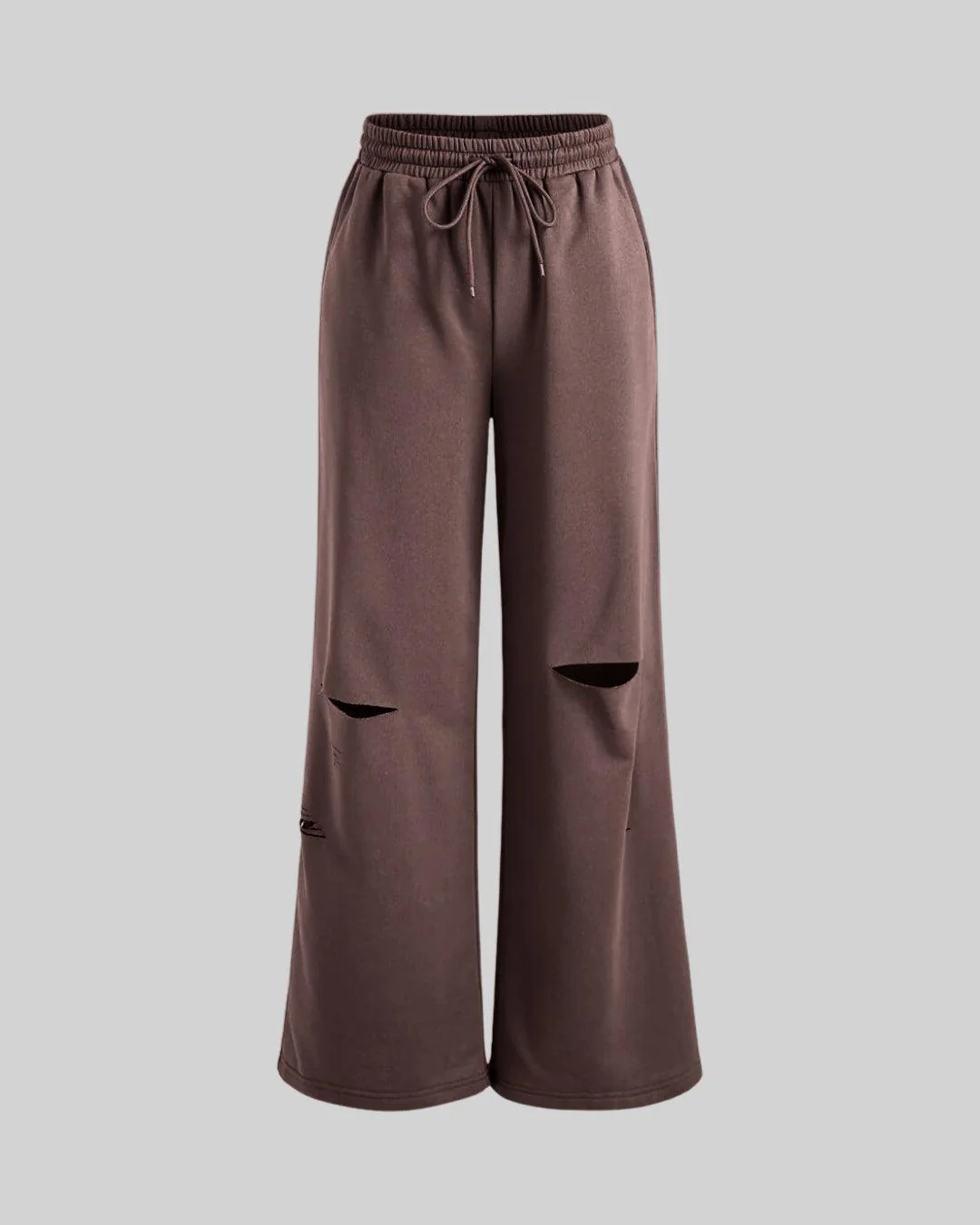 Off Duty Aesthetic Tiered Casual Trouser In Brown