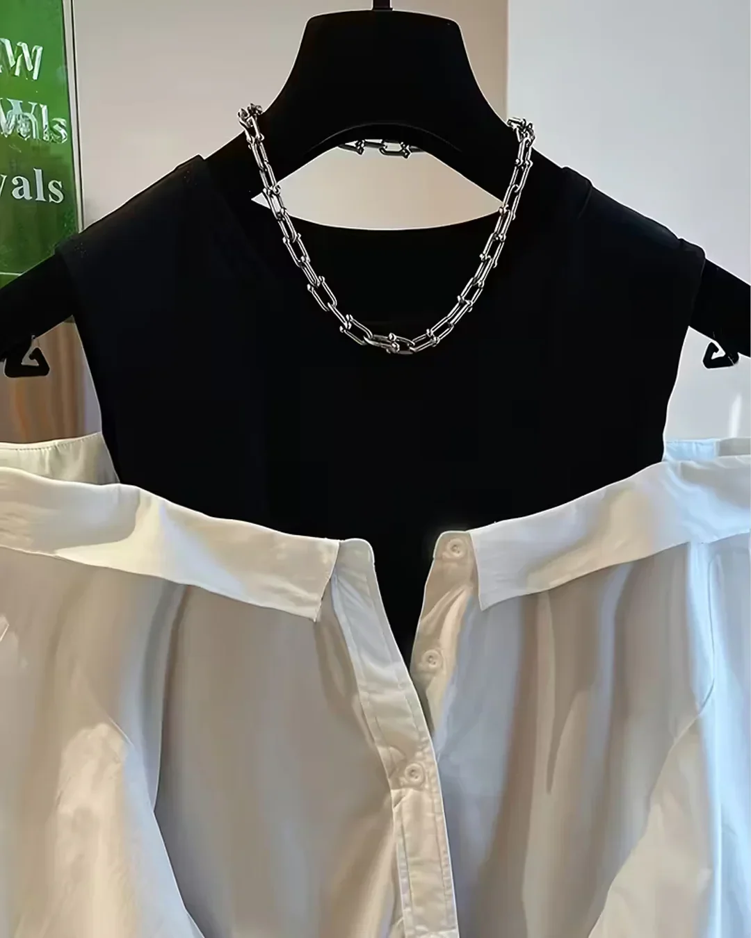 Solid Round Neck Statement Sleeve Womens Top in White - Image 3