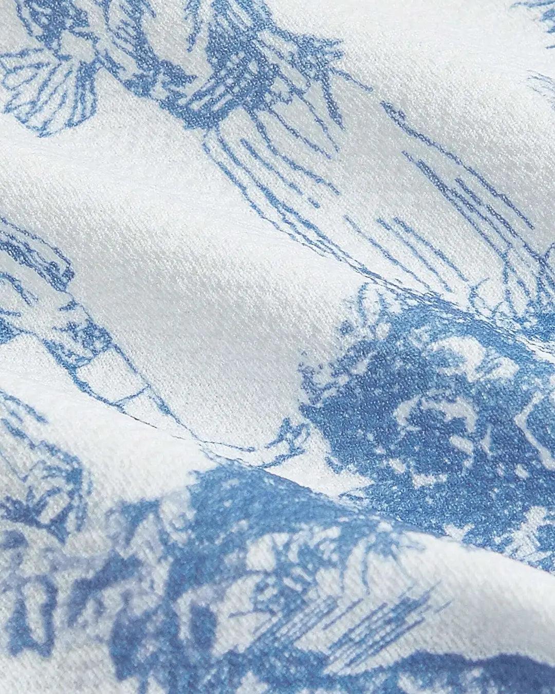 Off Shoulder Crop Blue And White Printed Corset Top - Image 4