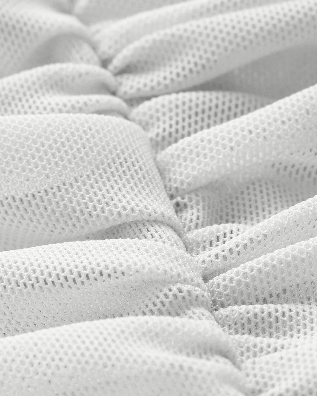 Off Shoulder Long Sleeve Ruched Mesh White Top - Image 3
