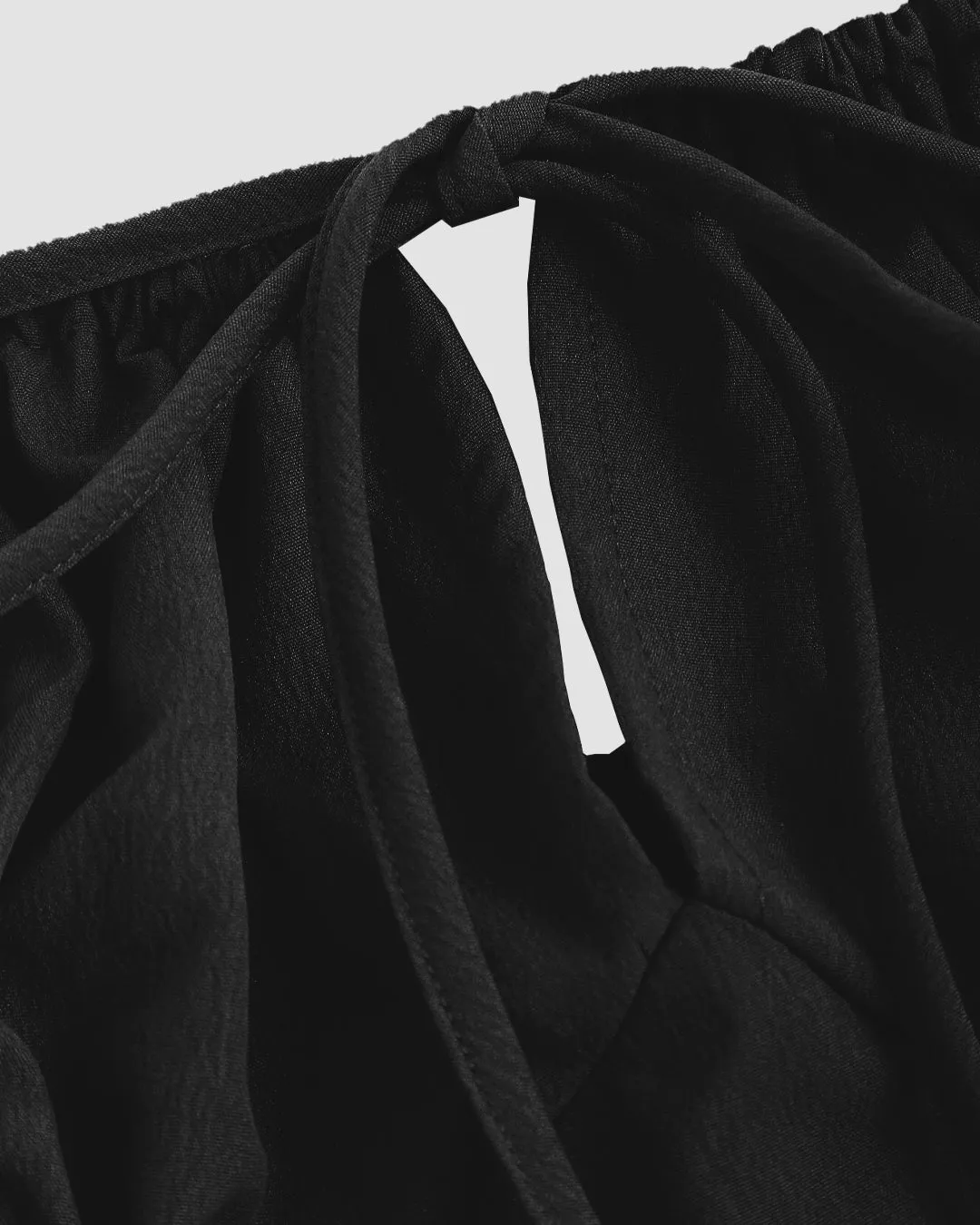 Off-Shoulder Puff Sleeve Solid Color Cinched Maxi Dress In Black - Image 3