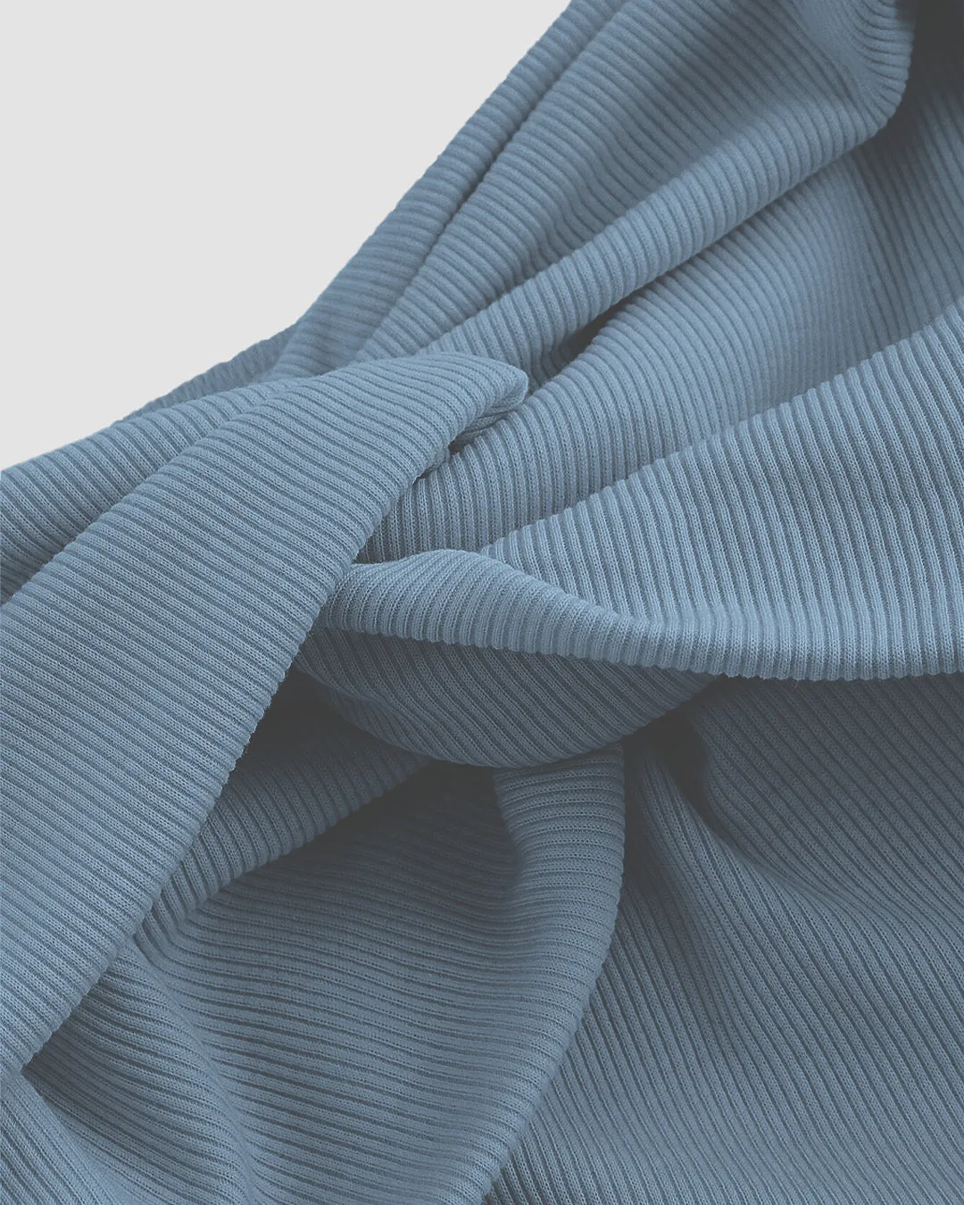 Off-Shoulder Soft Ribbed Knit Crop Top In Dusty Blue - Image 3