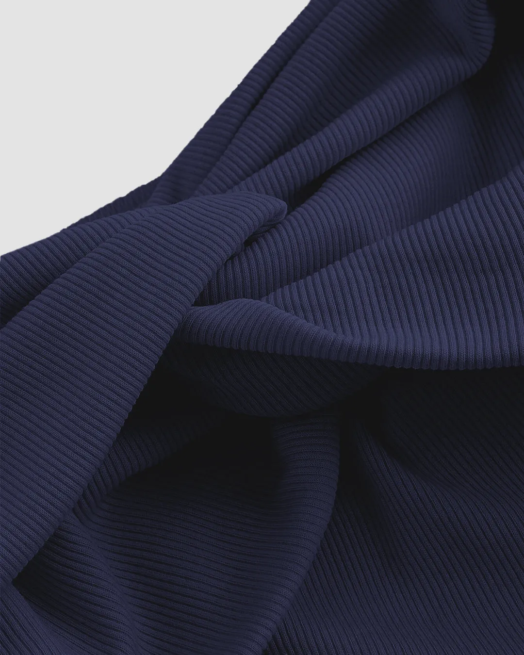 Off-Shoulder Soft Ribbed Knit Crop Top In Navy Blue - Image 4