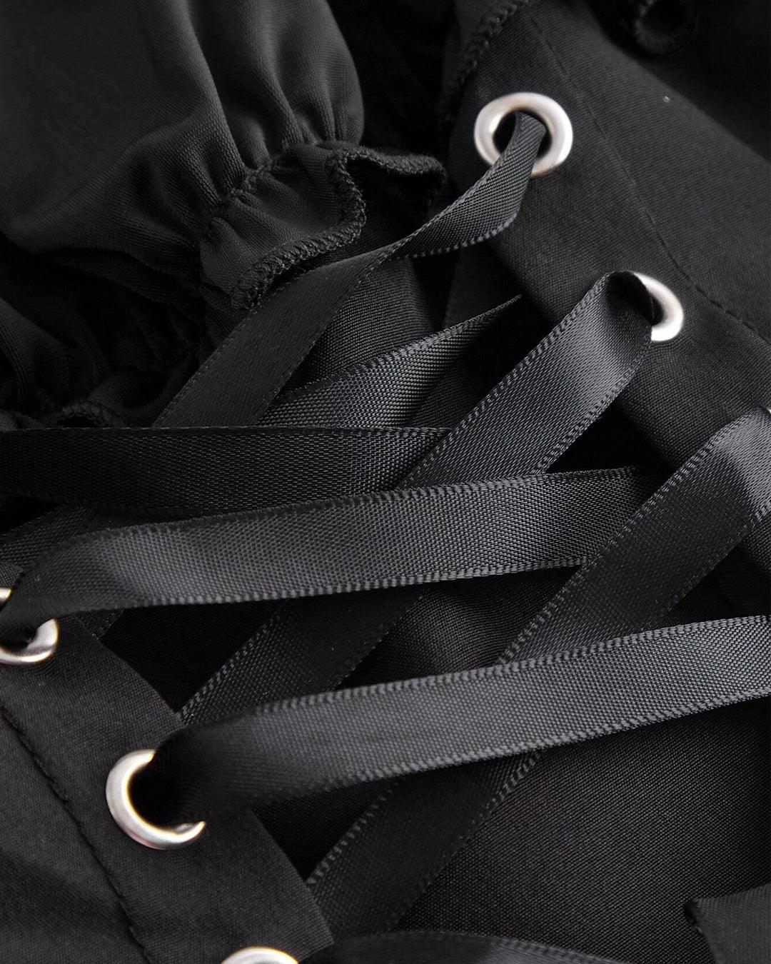 Off-The-Shoulder Bell Sleeve Short Top In Black - Image 3