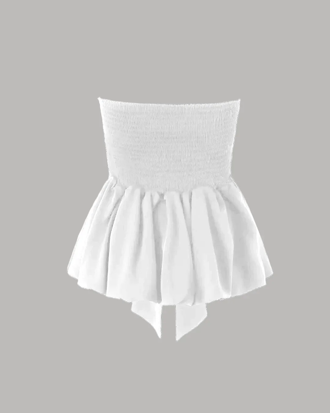 Off White Strapless Bow Front Peplum Top - Image 2