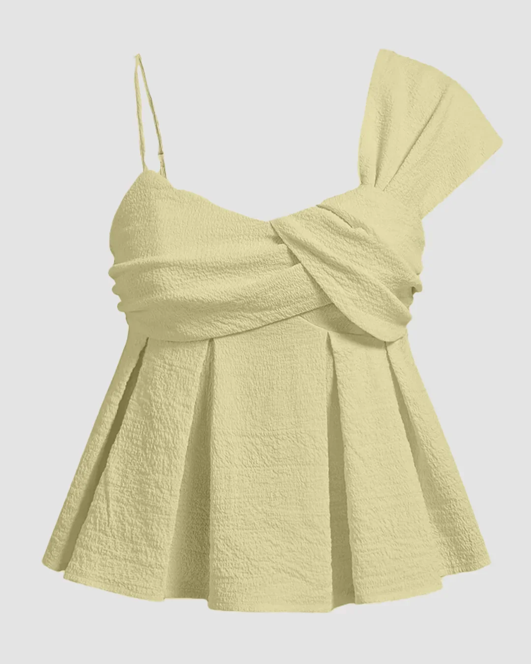 Asymmetric One Shoulder Ruffle Peplum Top in Yellow