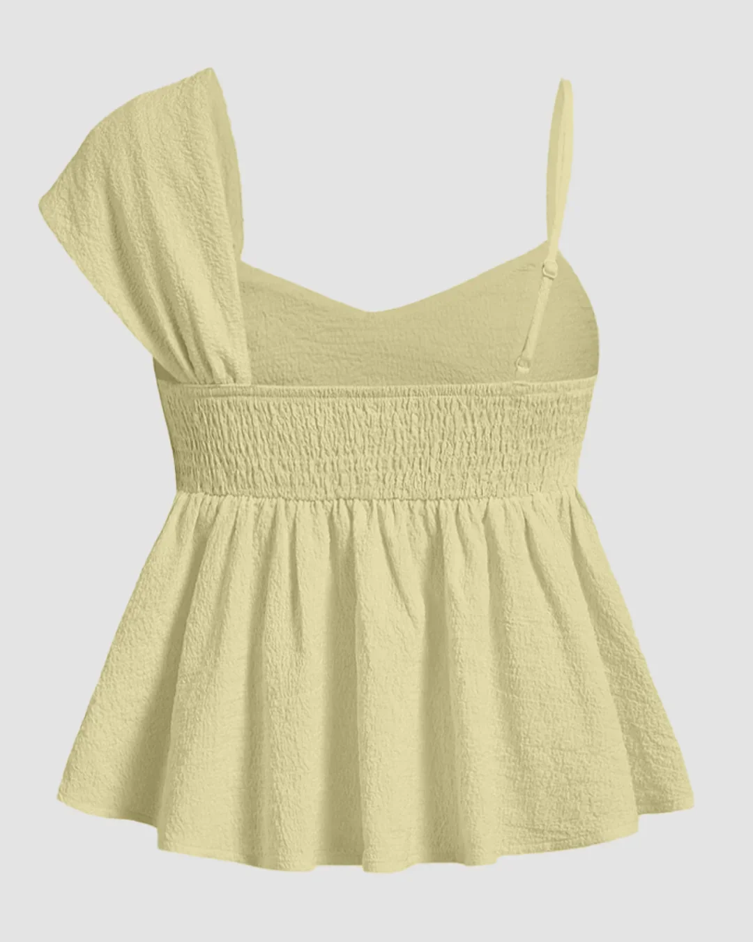 Asymmetric One Shoulder Ruffle Peplum Top in Yellow - Image 2