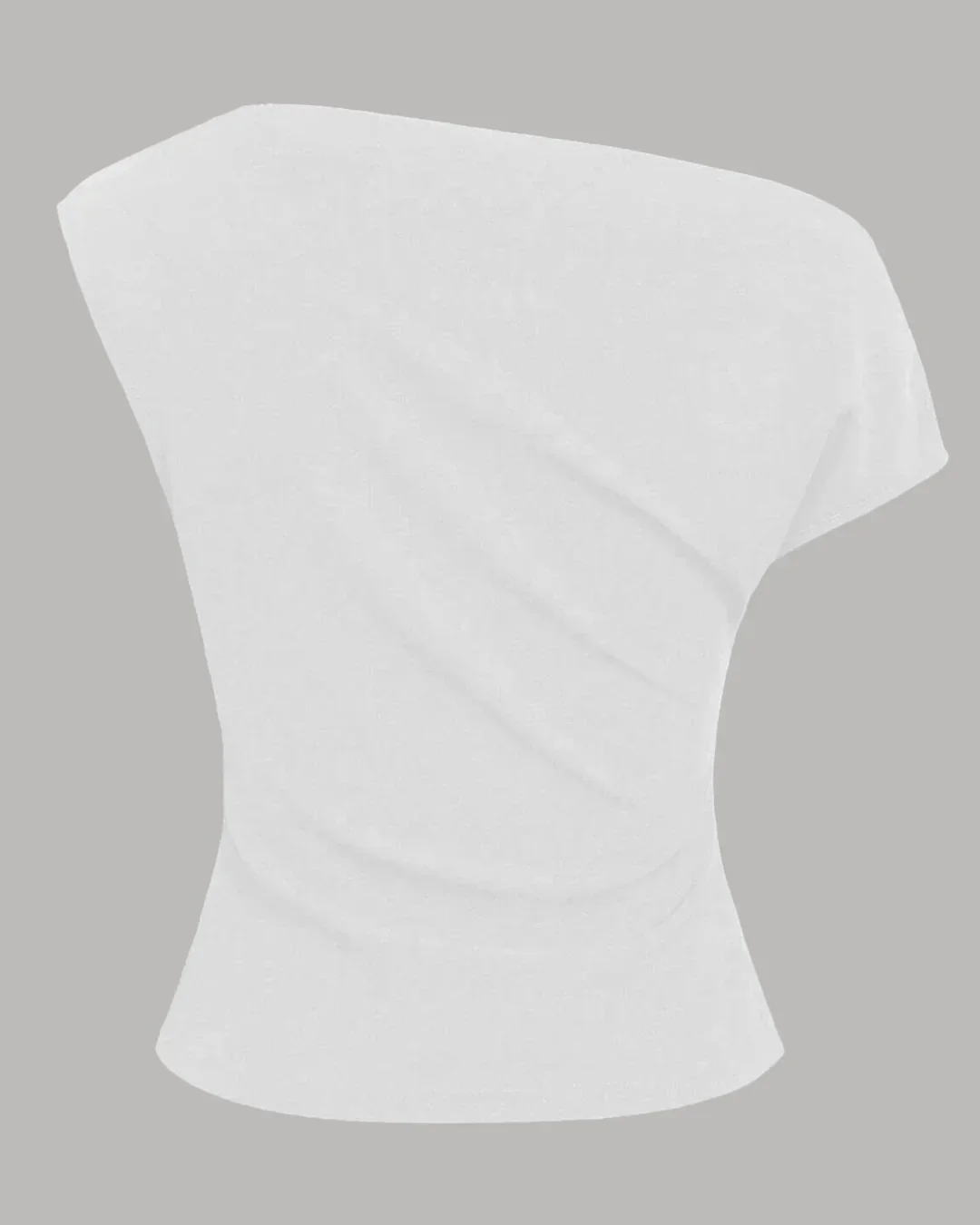 One Shoulder Ruched Asymmetrical Top in White - Image 3