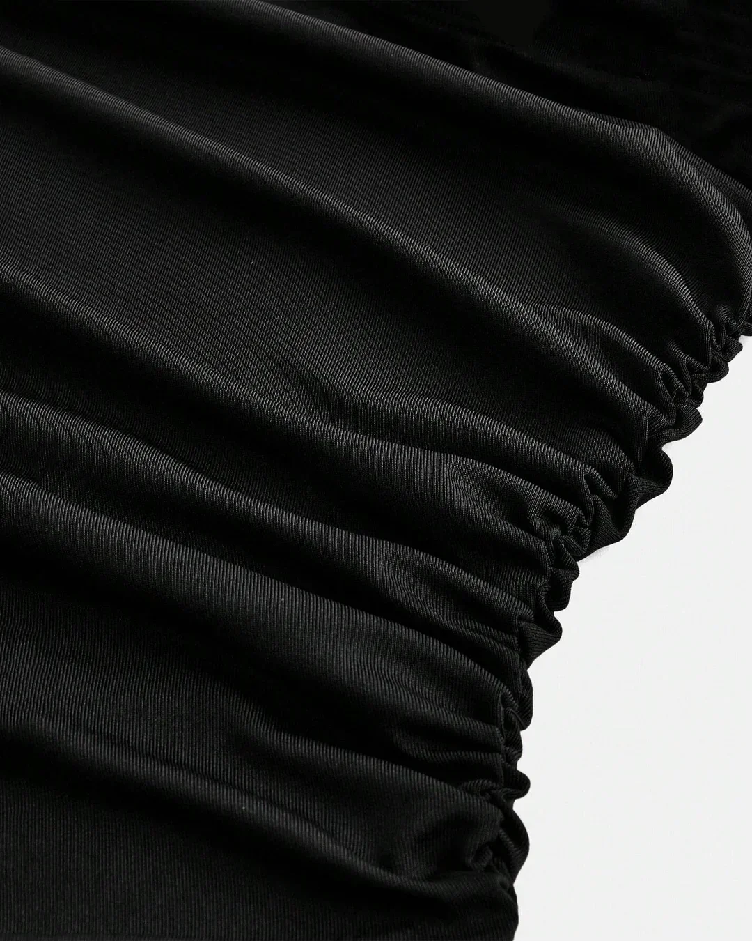 One-Shoulder Ruched Bodycon Asymmetrical Mini Dress in Black - Image 3