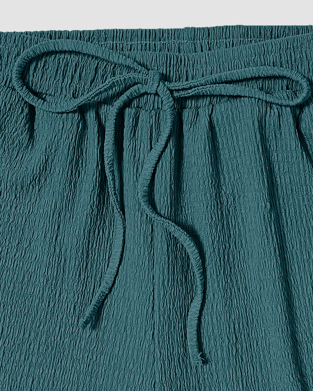 One Shoulder Ruched Top & Wide-Leg Trousers Co-ords Set in Teal Blue - Image 3