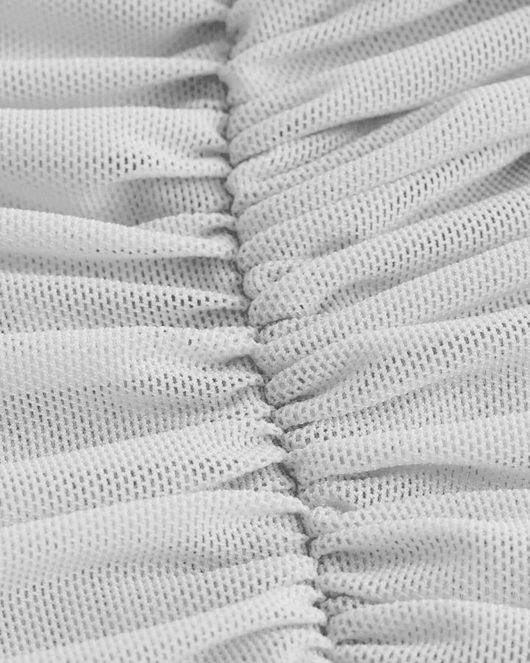 One Shoulder Ruched Waist Slim Fit White Mesh Top - Image 3