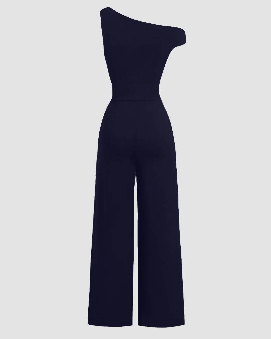 One Shoulder Solid Wide Leg Jumpsuit in Dark Navy Blue - Image 2