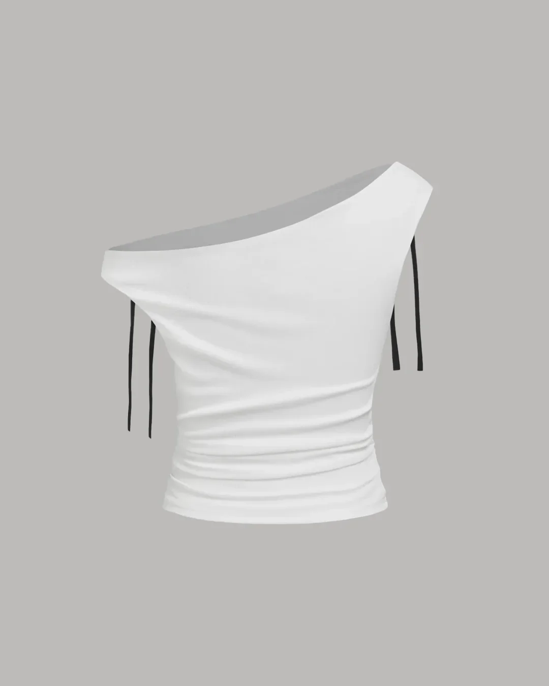 One Shoulder Tie-Detail Top In White - Image 2