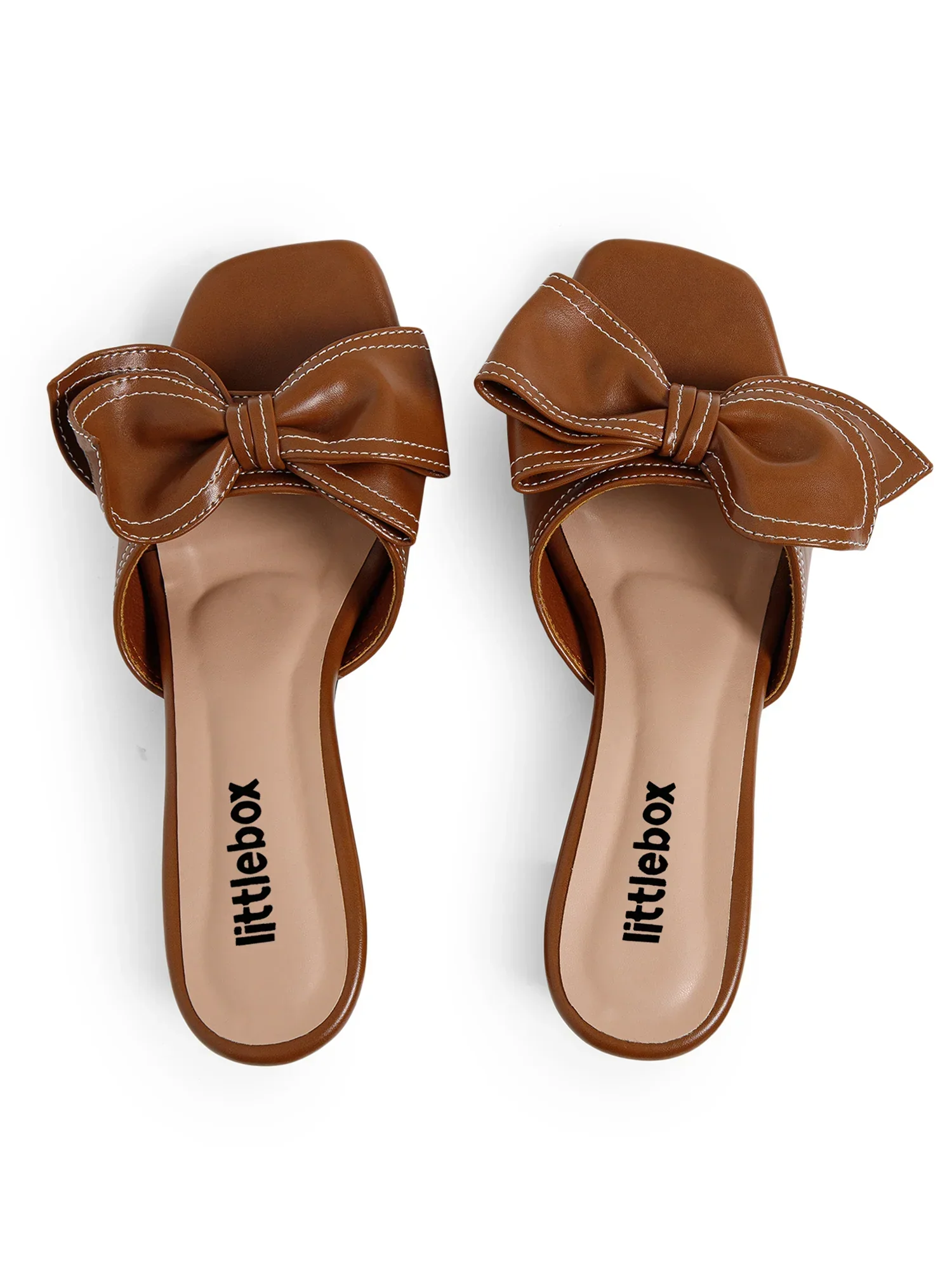 Open Toe Bowknot Brown Sandals - Image 3