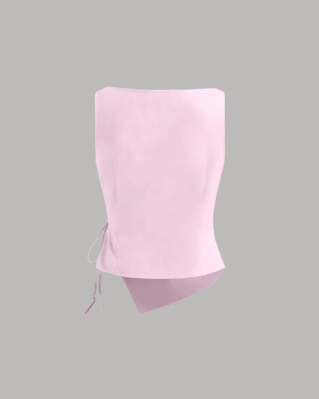 Pink Asymmetrical Ruched Side Tie Sleeveless Top - Image 3