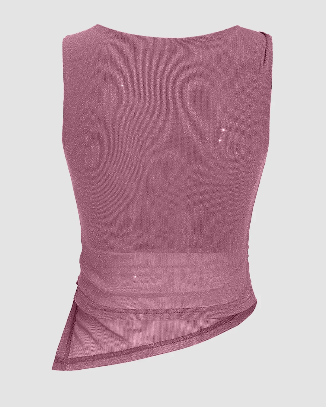 Pink Ruched Side Asymmetric Hem Tank Top - Image 2