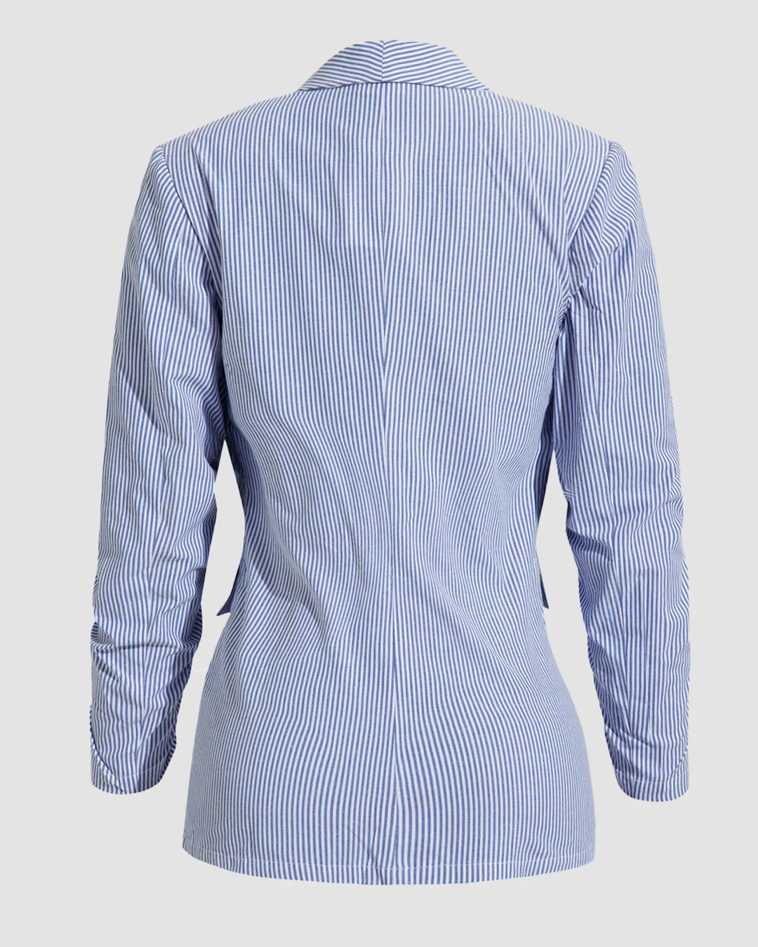 Pinstripe Blazer with Ruched Sleeves - Image 2