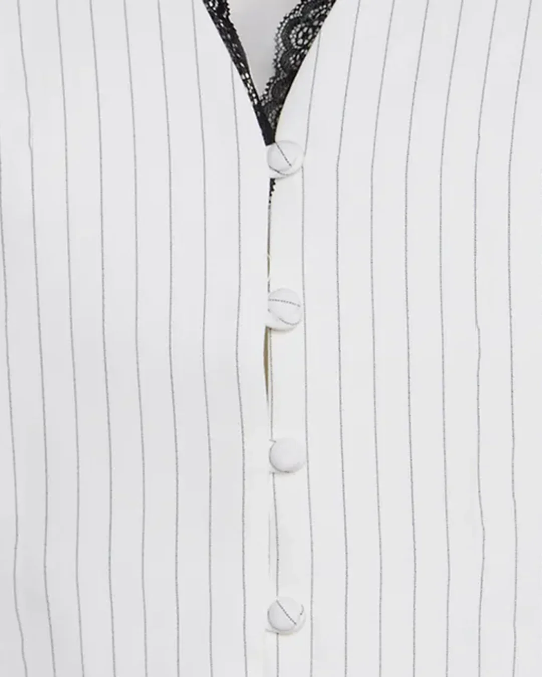 Pinstripe Button Down Tailored Waistcoat in White - Image 3
