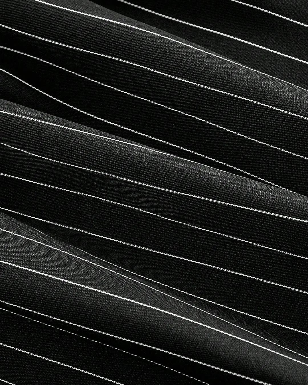 Black Pinstripe Collared Front Button Mini Dress - Image 3