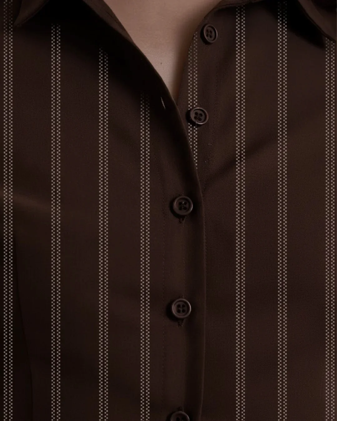 Pinstripe Fitted Long Sleeve Collared Shirt - Image 4