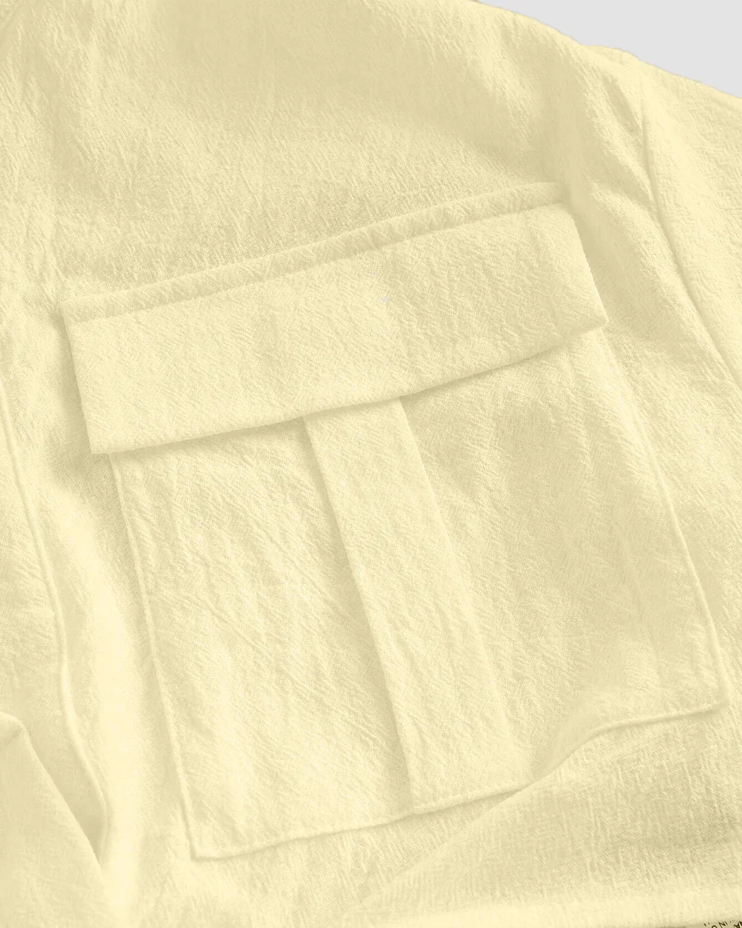 Pleated Button-Up Crop Top in French Vanilla - Image 3