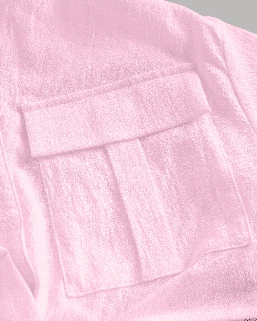 Pleated Button-Up Crop Top in Pink - Image 3
