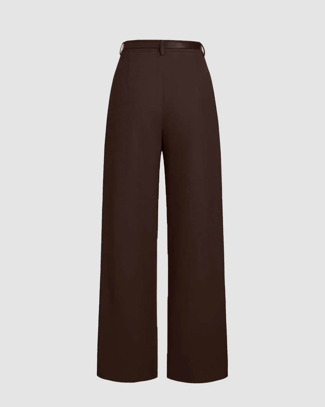 Pleated High Waisted Wide Leg Trousers in Coco - Image 3