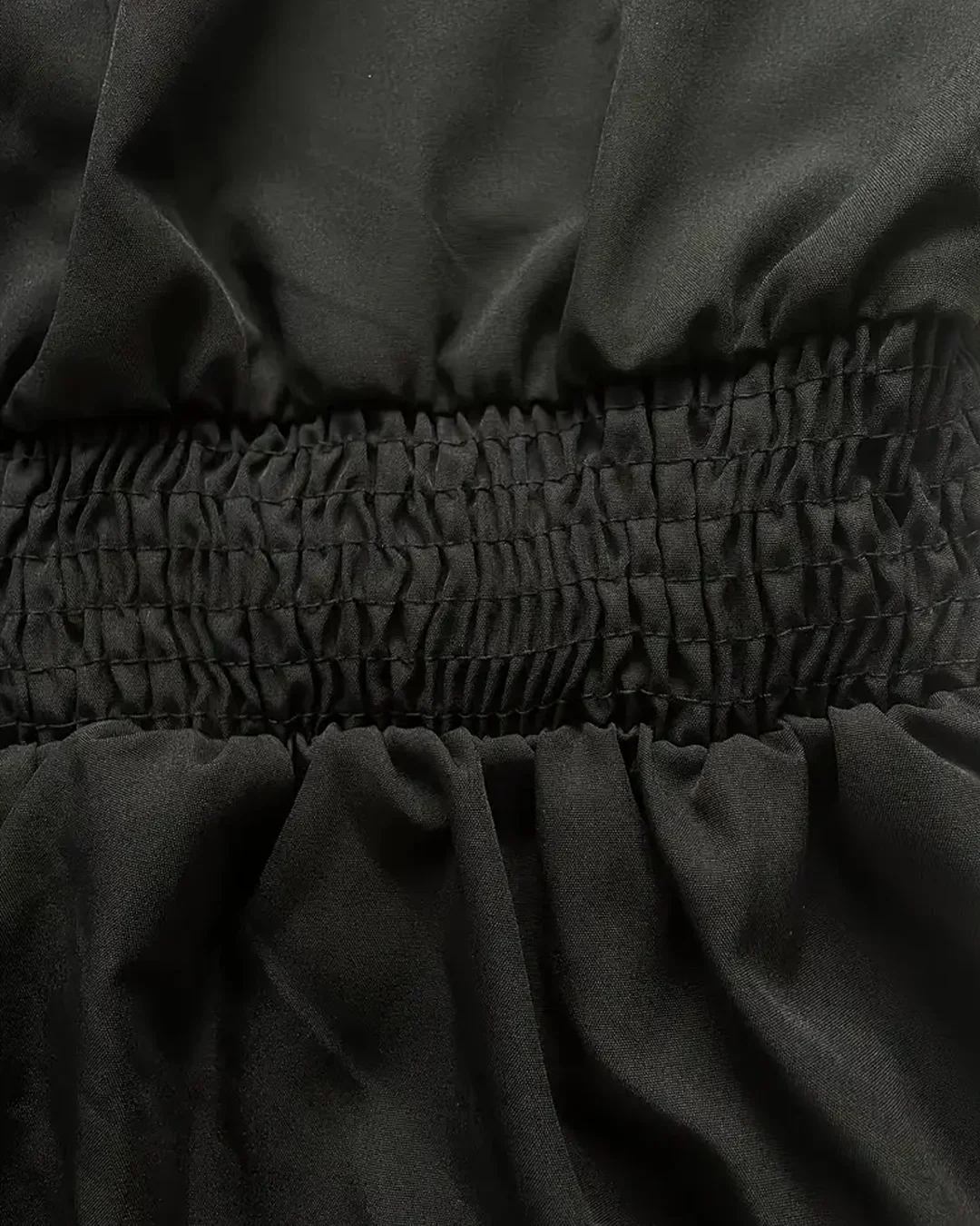 Pleated Peplum Collar Full Sleeve Top in Black - Image 3
